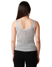 CANOTTA DONNA PINKO NOHA GRIGIA IN MAGLIA DI MISTO VISCOSA METALIZZATA