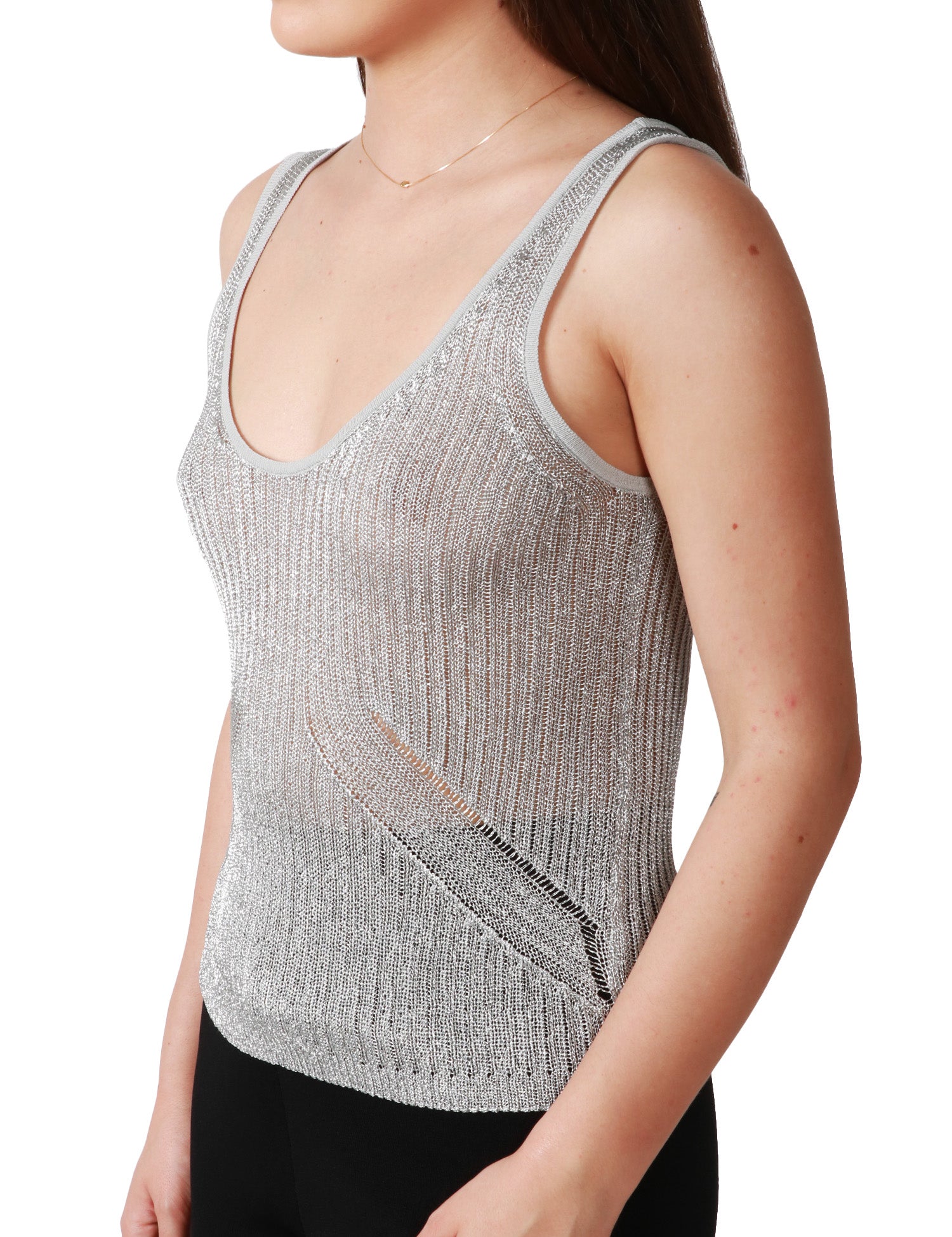 CANOTTA DONNA PINKO NOHA GRIGIA IN MAGLIA DI MISTO VISCOSA METALIZZATA