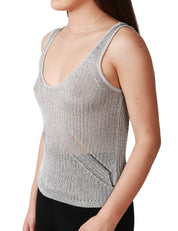 CANOTTA DONNA PINKO NOHA GRIGIA IN MAGLIA DI MISTO VISCOSA METALIZZATA