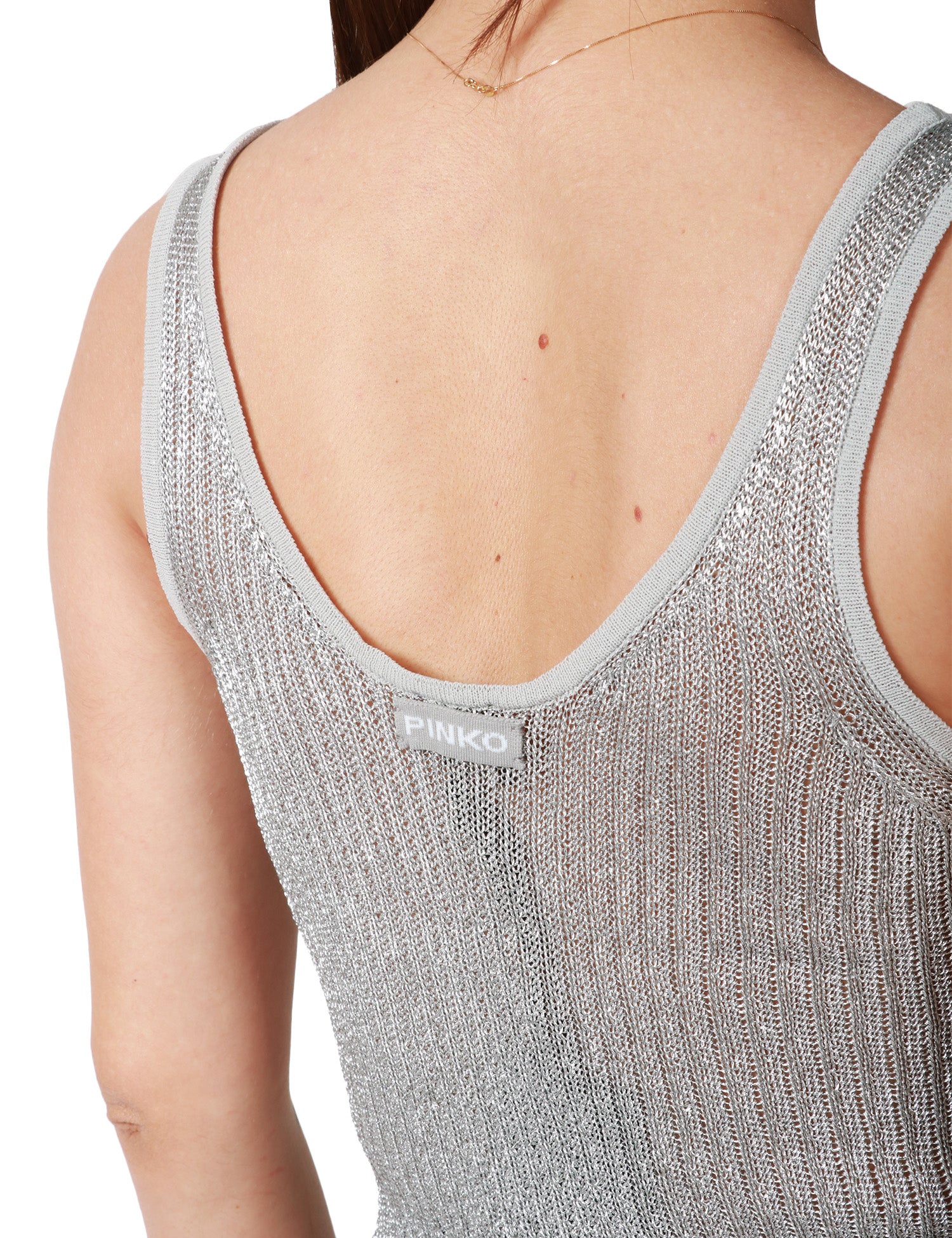CANOTTA DONNA PINKO NOHA GRIGIA IN MAGLIA DI MISTO VISCOSA METALIZZATA