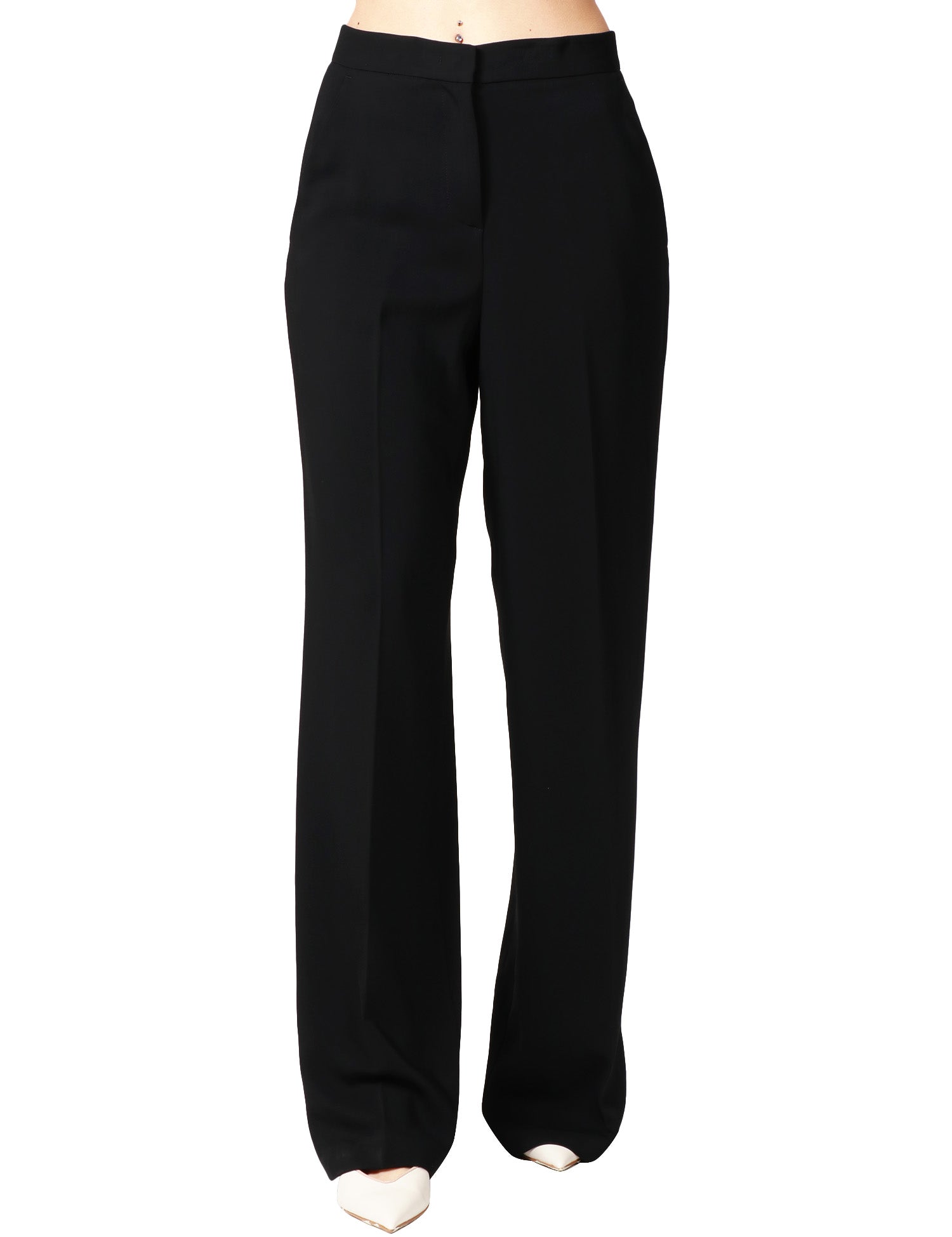 PANTALONE DONNA PINKO PERGAMINO NERO IN CADY TECNICO CON GAMBA AMPIA E PIEGA CENTRALE