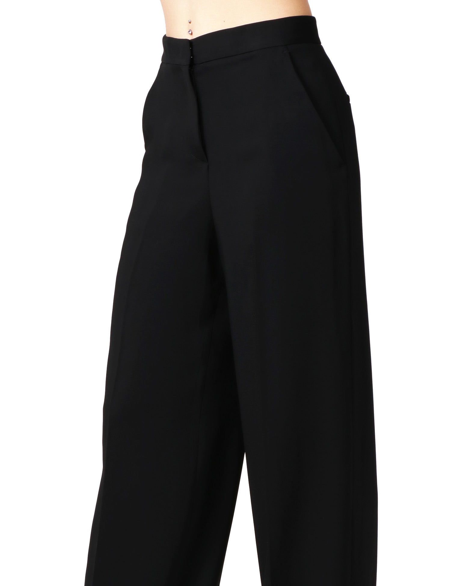 PANTALONE DONNA PINKO PERGAMINO NERO IN CADY TECNICO CON GAMBA AMPIA E PIEGA CENTRALE