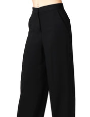 PANTALONE DONNA PINKO PERGAMINO NERO IN CADY TECNICO CON GAMBA AMPIA E PIEGA CENTRALE