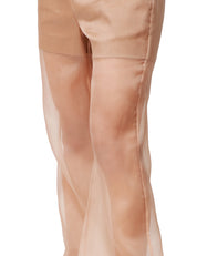 PANTALONE DONNA PINKO PISPOLA MARRONE IN LINO STRETCH E ORGANZA TRASPARENTE