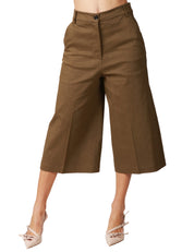 BERMUDA DONNA PINKO RACCONTAMI OLIVA IN LINO STRETCH DAL VOLUME AMPIO