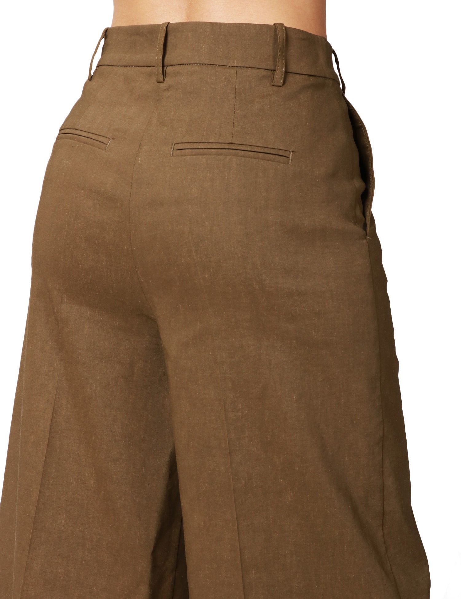 BERMUDA DONNA PINKO RACCONTAMI OLIVA IN LINO STRETCH DAL VOLUME AMPIO