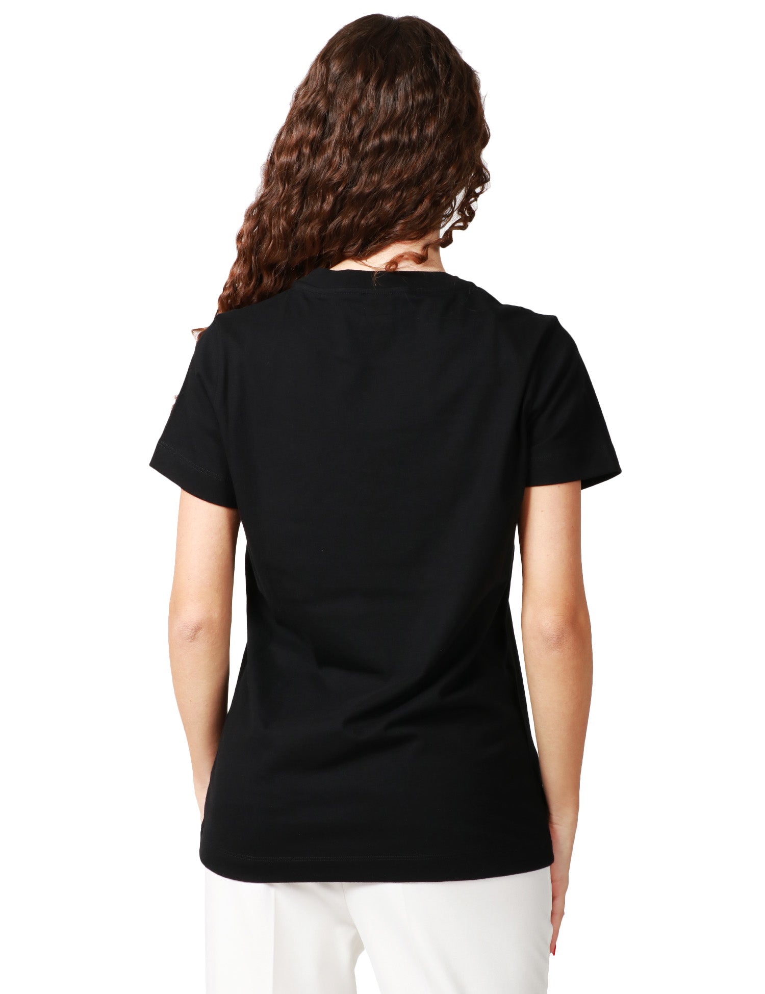 T-SHIRT DONNA PINKO START NERA 100% COTONE CON LOGO RICAMATO DAVANTI LATO CUORE