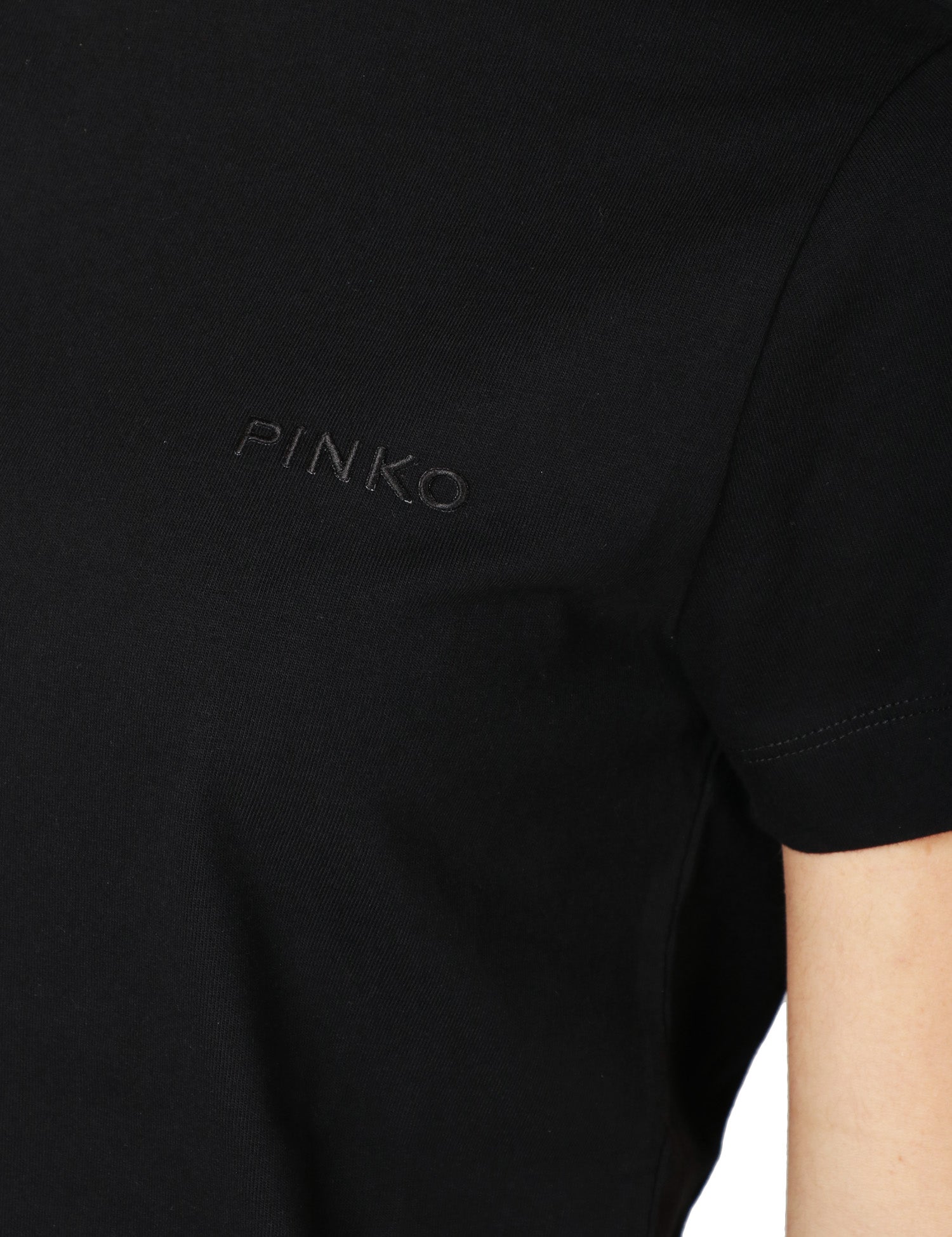 T-SHIRT DONNA PINKO START NERA 100% COTONE CON LOGO RICAMATO DAVANTI LATO CUORE