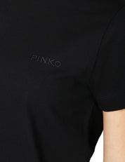 T-SHIRT DONNA PINKO START NERA 100% COTONE CON LOGO RICAMATO DAVANTI LATO CUORE