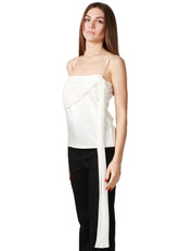 Top DONNA PINKO BIANCO in satin con drappo leggero