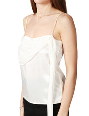 Top DONNA PINKO BIANCO in satin con drappo leggero