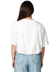 T-SHIRT DONNA PINKO TORRONE BIANCA CROPPED CON STAMPA LOGO SUL PETTO