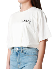 T-SHIRT DONNA PINKO TORRONE BIANCA CROPPED CON STAMPA LOGO SUL PETTO