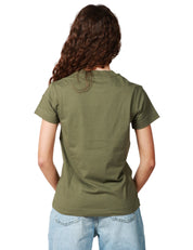 T-SHIRT DONNA PINKO TRAPANI HIGH VERDE IN JERSEY CON STAMPA BOCCA DAVANTI