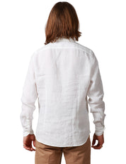 CAMICIA UOMO PORTOFIORI BIANCA CON COLLETTO ALLA FRANCESE 100%LINO