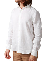 CAMICIA UOMO PORTOFIORI BIANCA CON COLLETTO ALLA FRANCESE 100%LINO