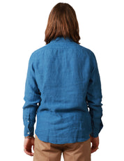 CAMICIA UOMO PORTOFIORI AZZURRA 100% LINO