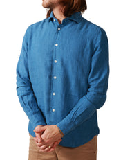 CAMICIA UOMO PORTOFIORI AZZURRA 100% LINO