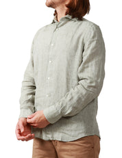 CAMICIA UOMO PORTOFIORI VERDE 100% LINO