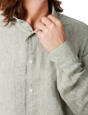 CAMICIA UOMO PORTOFIORI VERDE 100% LINO