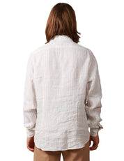 CAMICIA UOMO PORTOFIORI BEIGE A RIGHE 100% LINO