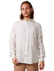 Camicia uomo portofiori beige a righe 100% lino