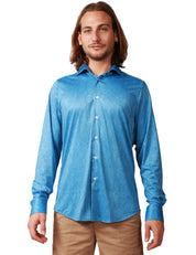CAMICIA UOMO PORTOFIORI PERFORMANCE DENIM IN TESSUTO NO STIRO