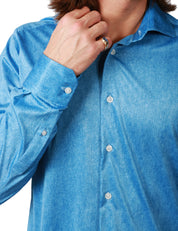 CAMICIA UOMO PORTOFIORI PERFORMANCE DENIM IN TESSUTO NO STIRO