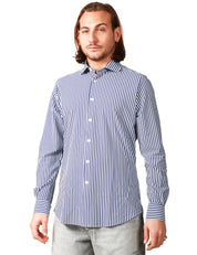 CAMICIA UOMO PORTOFIORI PERFORMANCE BIANCO/BLU A RIGHE