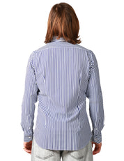 CAMICIA UOMO PORTOFIORI PERFORMANCE BIANCO/BLU A RIGHE
