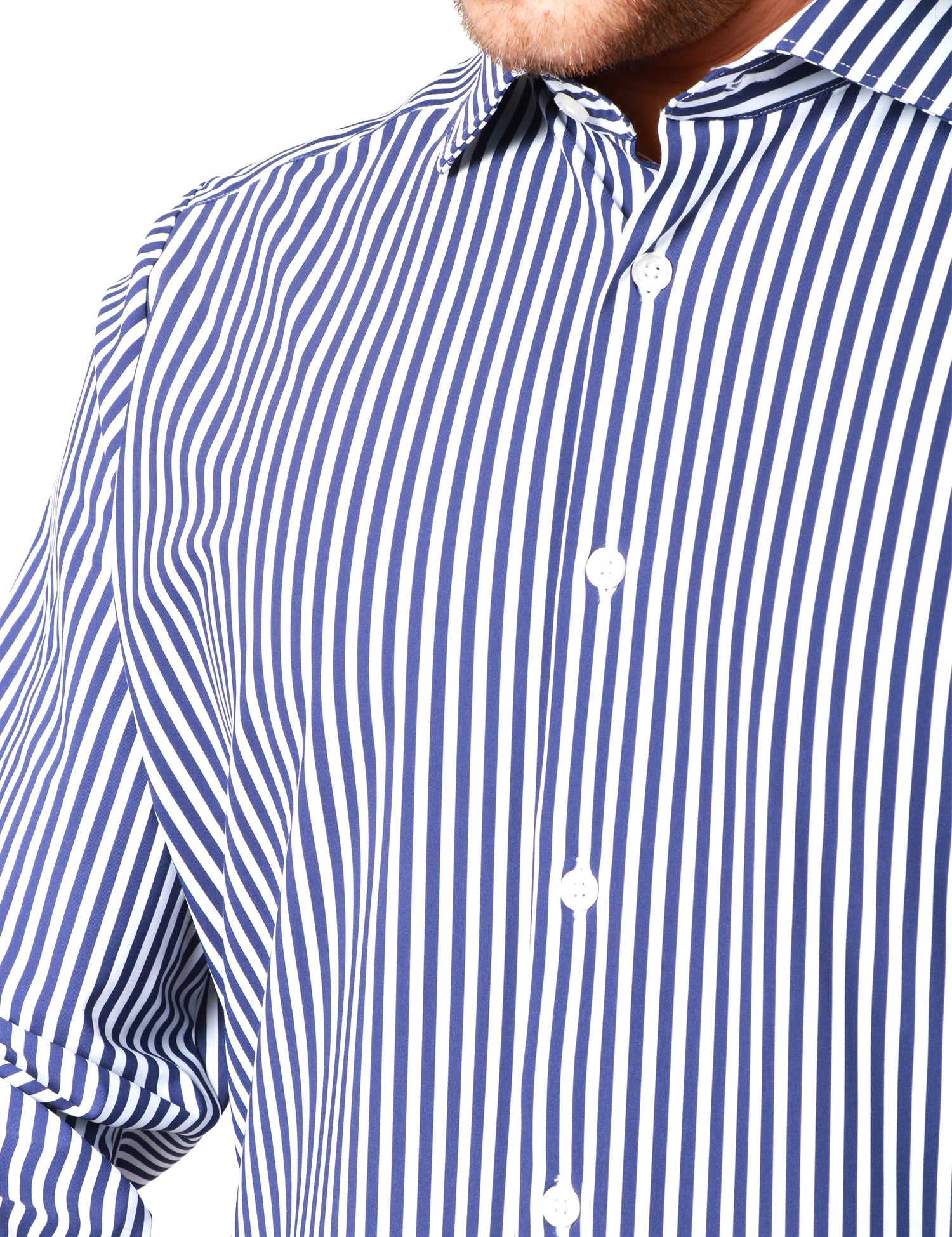 CAMICIA UOMO PORTOFIORI PERFORMANCE BIANCO/BLU A RIGHE