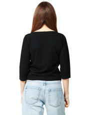 MAGLIA DONNA ROBERTO COLLINA NERA CON SCOLLO A BARCA E MANICA 3/4 IN VISCOSA