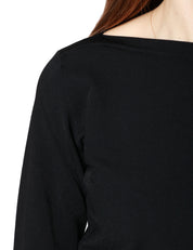 MAGLIA DONNA ROBERTO COLLINA NERA CON SCOLLO A BARCA E MANICA 3/4 IN VISCOSA