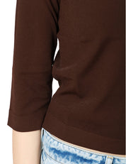 MAGLIA DONNA ROBERTO COLLINA CACAO CON SCOLLO A BARCA E MANICA 3/4 IN VISCOSA