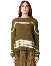 MAGLIA DONNA ROBERTO COLLINA MILITARE GIROCOLLO A MANICA LUNGA CON MOTIVO BATIK
