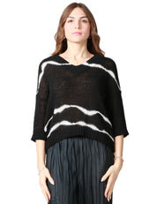 MAGLIA DONNA ROBERTO COLLINA NERA CON MOTIVO BATIK