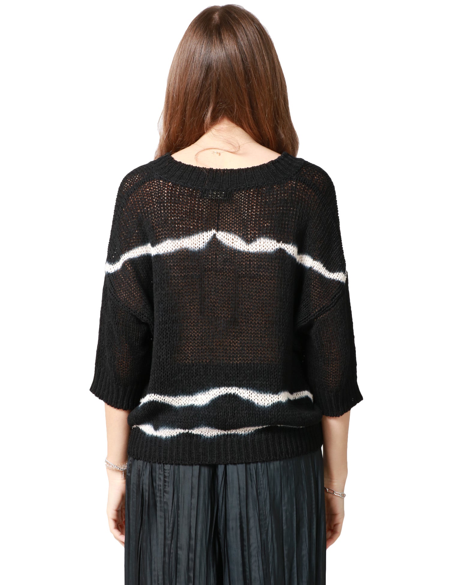 MAGLIA DONNA ROBERTO COLLINA NERA CON MOTIVO BATIK