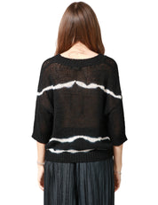 MAGLIA DONNA ROBERTO COLLINA NERA CON MOTIVO BATIK