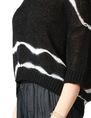 MAGLIA DONNA ROBERTO COLLINA NERA CON MOTIVO BATIK