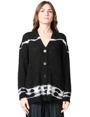CARDIGAN DONNA ROBERTO COLLINA NERO A MANICA LUNGA CON MOTIVO BATIK