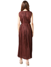 ABITO MIDI DONNA ROBERTO COLLINA CACAO SMANICATO CON MOTIVO PLISSè