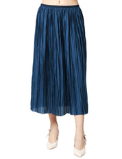 GONNA MIDI ROBERTO COLLINA NAVY PLISSETTATA CON ELASTICO IN VITA