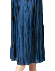 GONNA MIDI ROBERTO COLLINA NAVY PLISSETTATA CON ELASTICO IN VITA