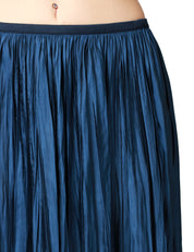 GONNA MIDI ROBERTO COLLINA NAVY PLISSETTATA CON ELASTICO IN VITA