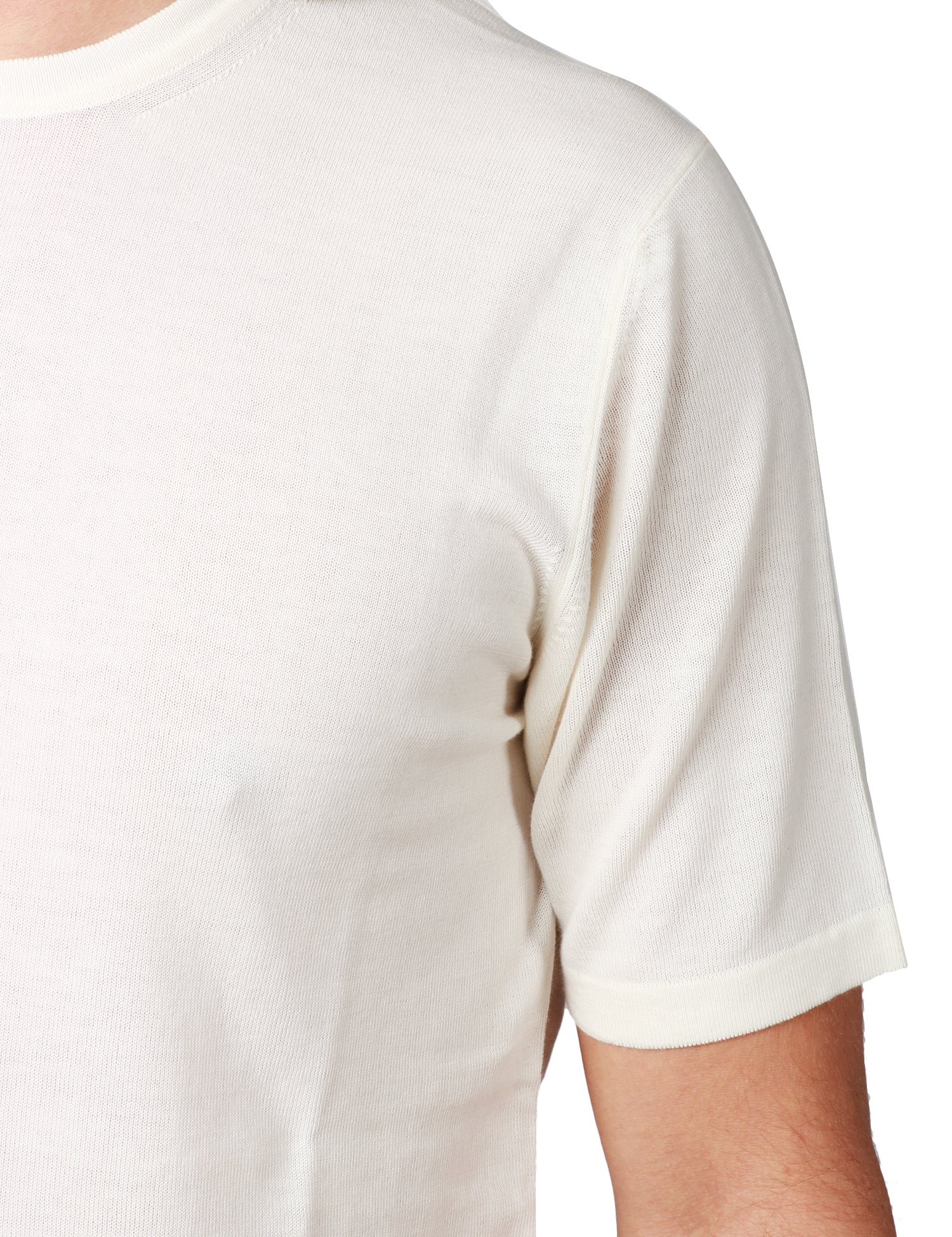 MAGLIA UOMO ROBERTO COLLINA ECRù GIROCOLLO A MEZZA MANICA CON FONDO TUBOLARE