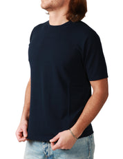 MAGLIA UOMO ROBERTO COLLINA BLU GIROCOLLO A MEZZA MANICA CON FONDO TUBOLARE