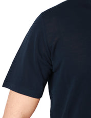 MAGLIA UOMO ROBERTO COLLINA BLU GIROCOLLO A MEZZA MANICA CON FONDO TUBOLARE