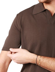 POLO UOMO ROBERTO COLLINA MORO A MEZZA MANICA CON PICCOLO SCOLLO A V