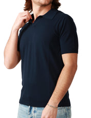POLO UOMO ROBERTO COLLINA NAVY A MEZZA ANICA CON PICCOLO SCOLLO A V