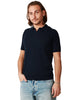Polo uomo roberto collina navy a mezza anica con piccolo scollo a v
